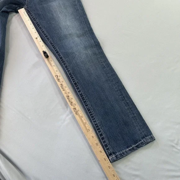 Seven7 Jeans Womens 4 Blue Slim Straight Mid Rise Distressed Stretch Denim - Picture 10 of 12